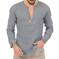 Wolf Linen Shirt with Side Split in Grey