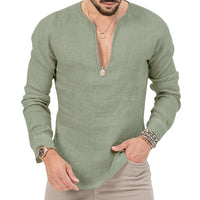 Wolf Linen Shirt with Side Split in Light Green