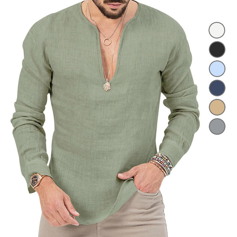 Wolf Linen Shirt with Side Split