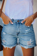 Ingrid | Women's Distressed Denim Casual Summer Shorts