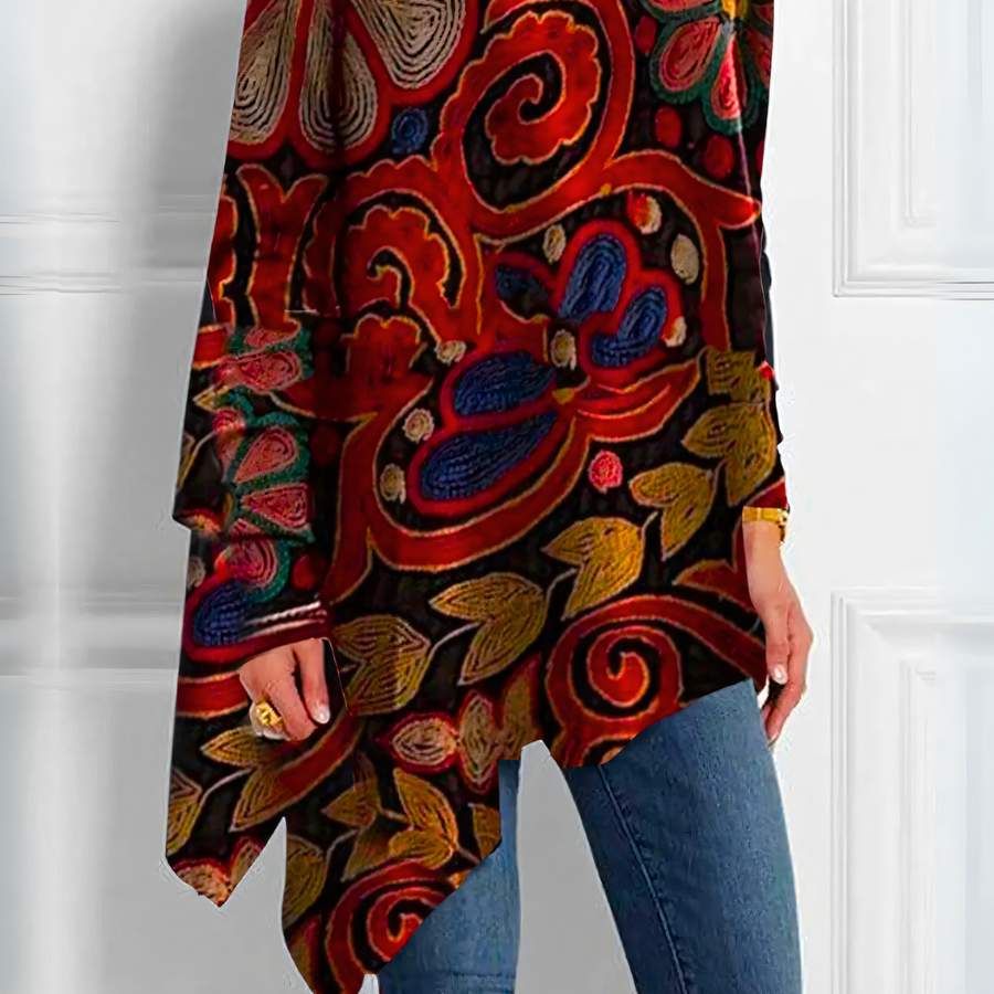 Women's Floral Print Tunic Roll Neck
