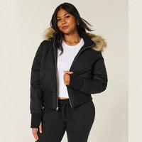 Jacqueline | Women's Cropped Puffer Jacket with Trimmed Hood