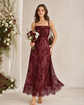 Wine Red Lace Slip Maxi Dress
