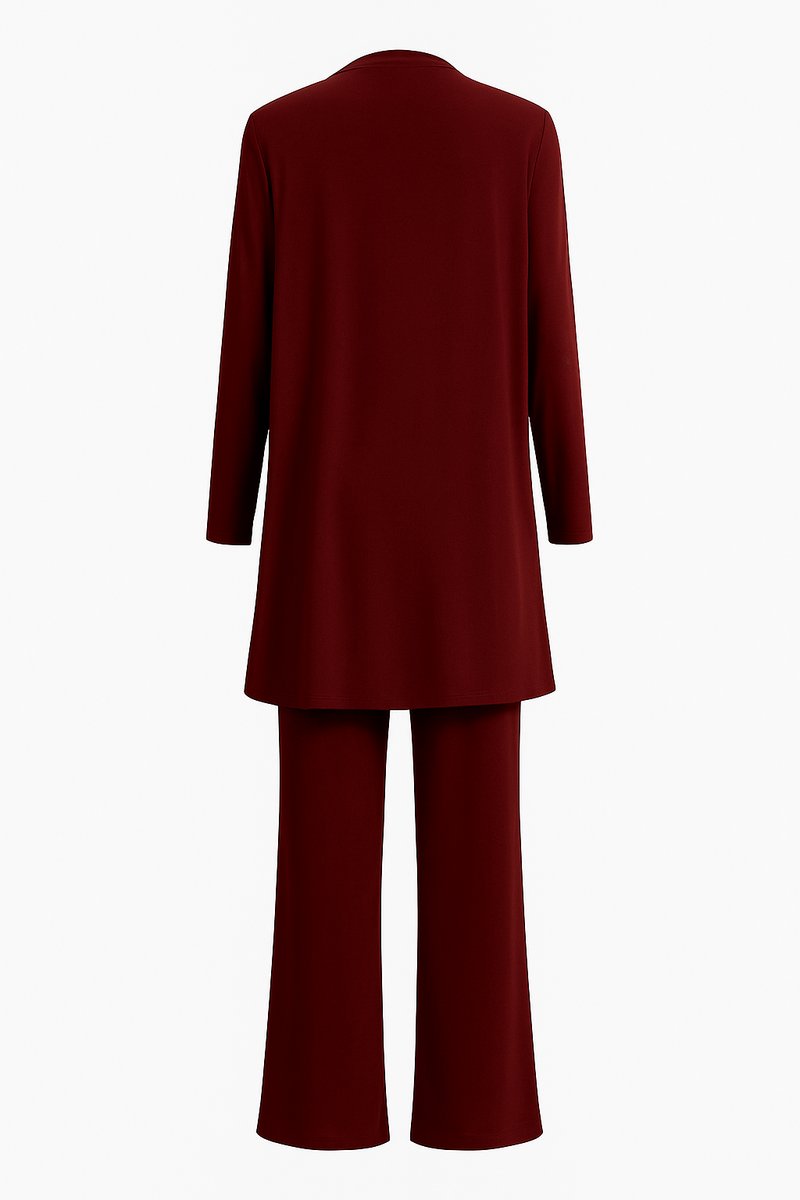 Scarlett | Women's 3-Piece Open-Front Longline Cardigan Wide-Leg Pants Set