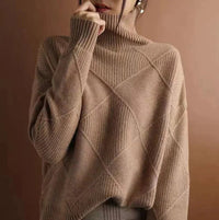 Olivia | Women's Argyle Knit Relaxed-Fit Turtleneck Sweater