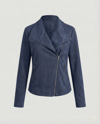 Ivy | Women's Asymmetric-Zip Suede-Look Biker Leather Jacket
