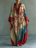 Freya | Women's Batwing Sleeve Floral Maxi Long Sleeve Dress Japanese Print