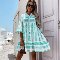 Sienna | Women's Boho Printed Tiered Tunic Mini Dress