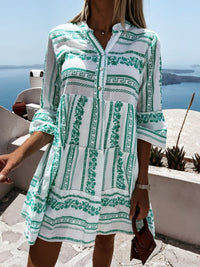 Sienna | Women's Boho Printed Tiered Tunic Mini Dress
