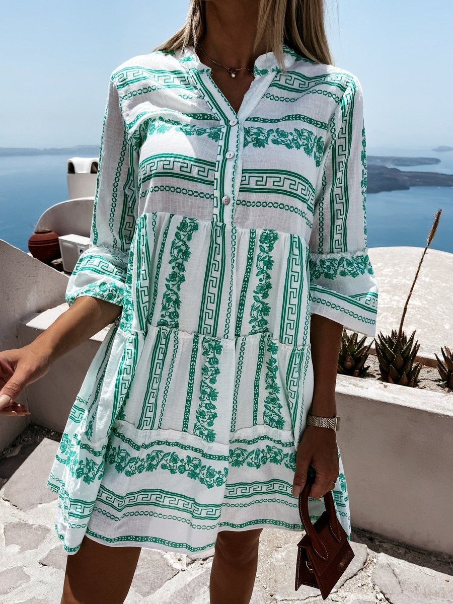 Sienna | Women's Boho Printed Tiered Tunic Mini Dress