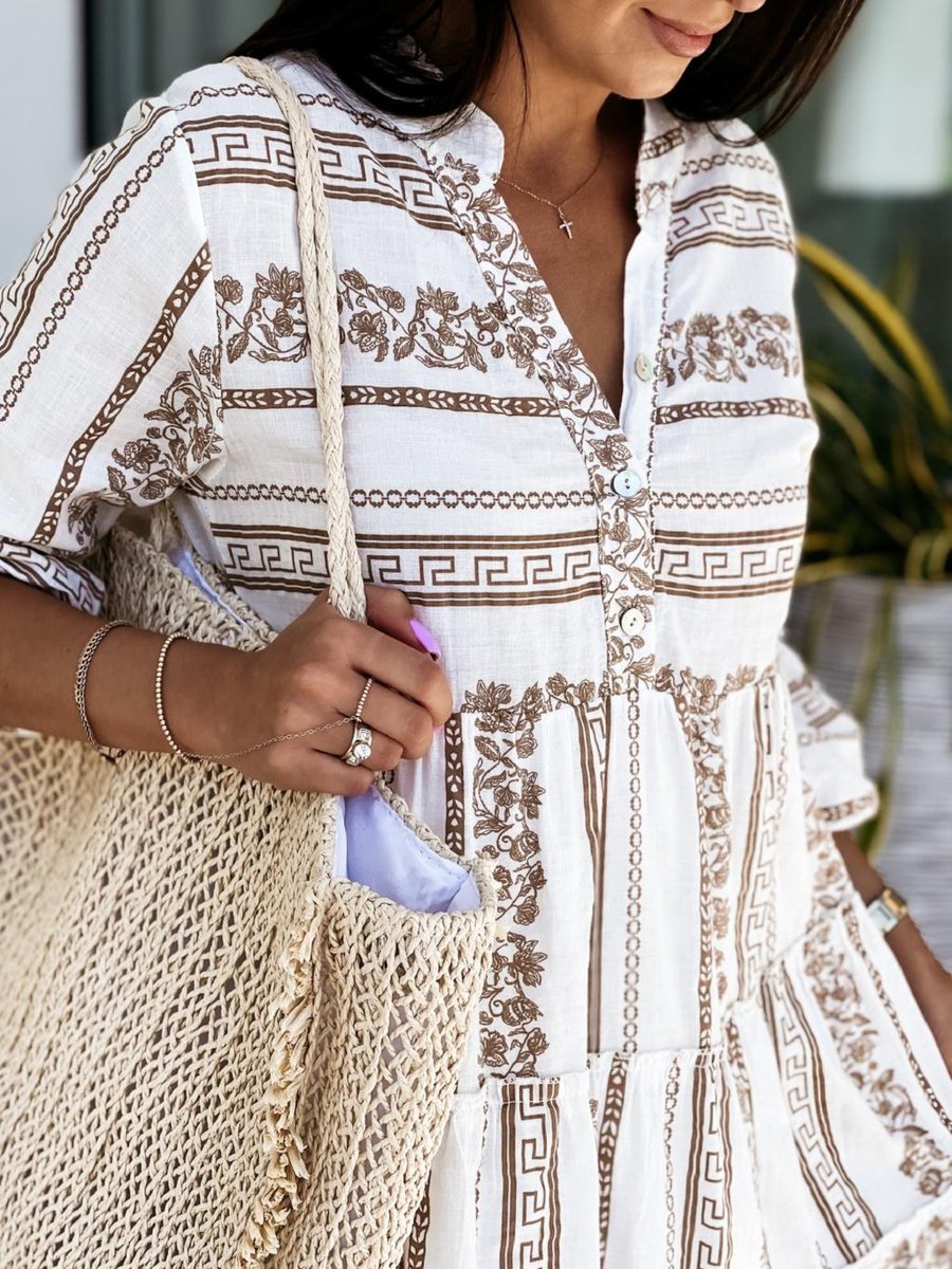 Sienna | Women's Boho Printed Tiered Tunic Mini Dress