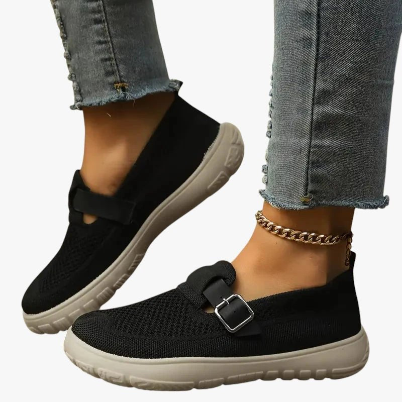 Eleanor | Women's Breathable Mesh Slip-On Sneakers Buckle Strap