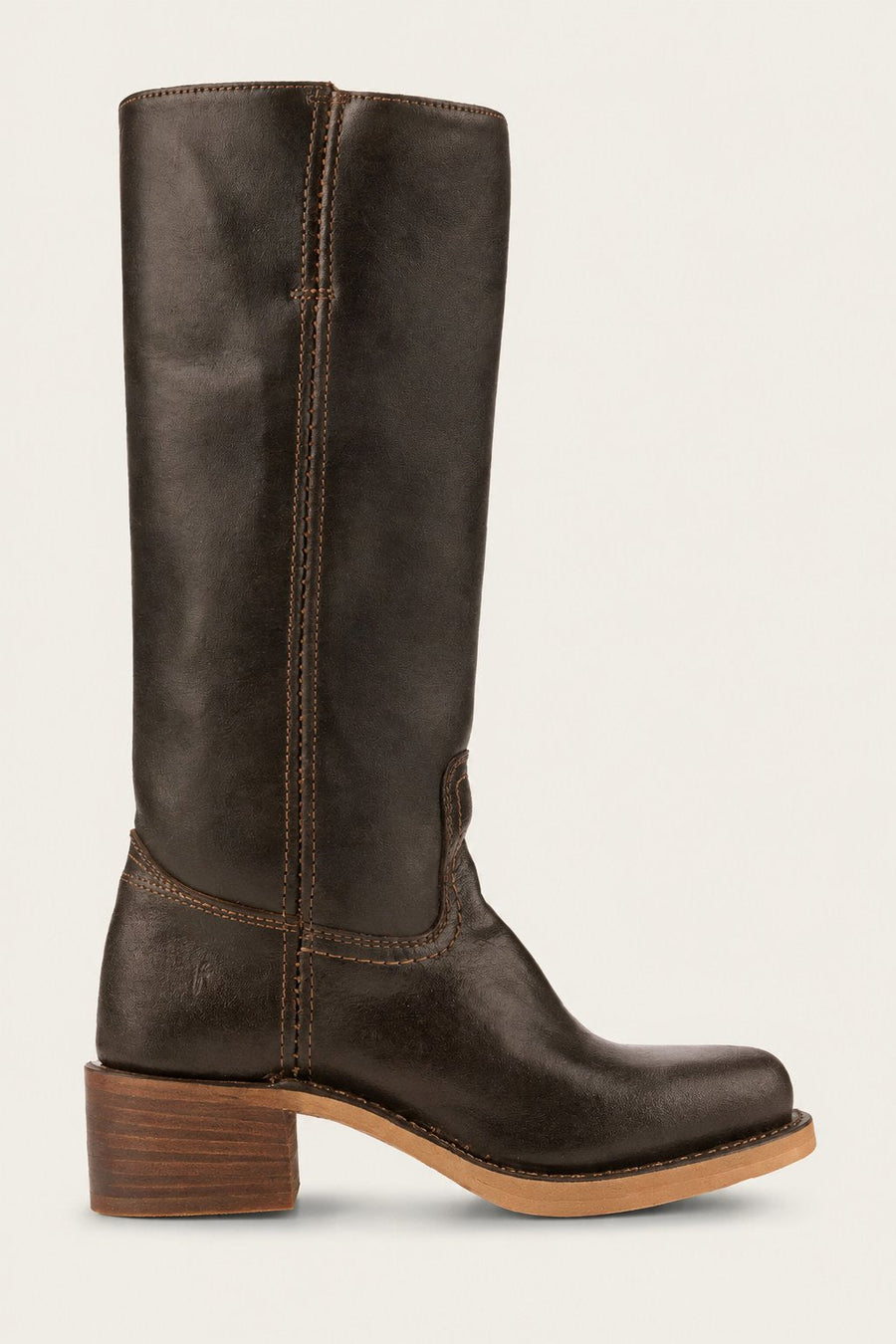 Florence | Women's Brown Leather Knee-High Block Heel Boots