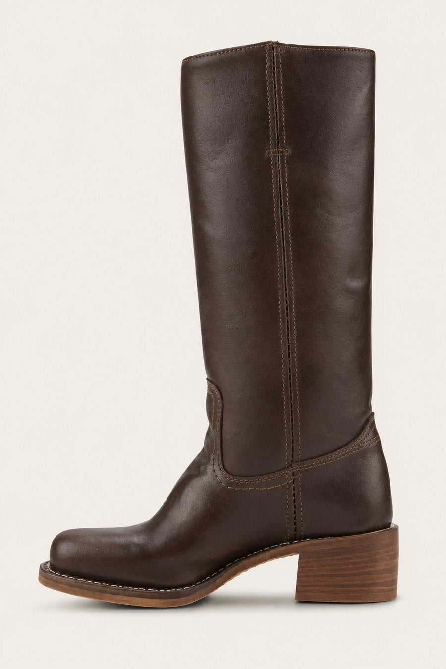 Florence | Women's Brown Leather Knee-High Block Heel Boots