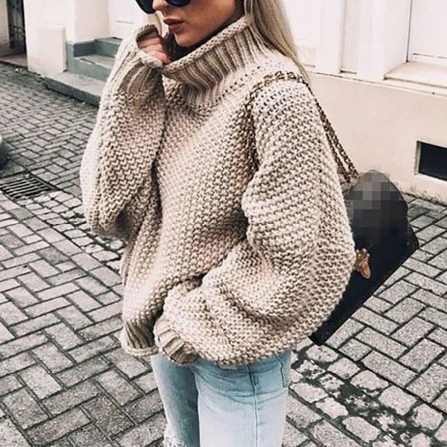 Emily | Women's Chunky Knit Oversized Turtleneck Sweater Relaxed Fit