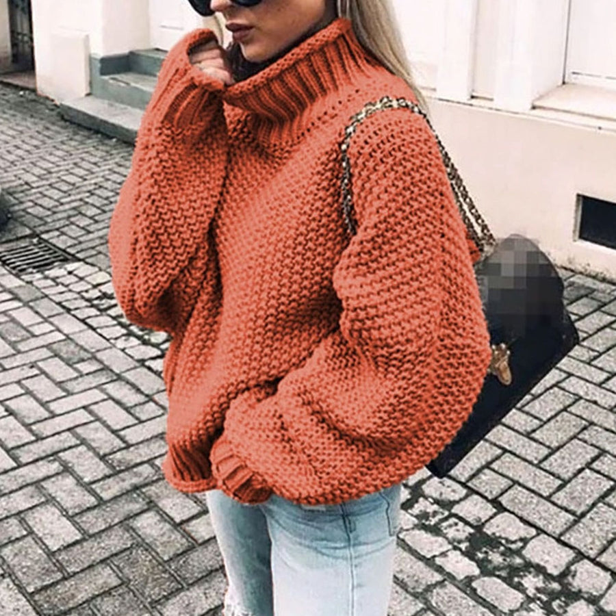 Emily | Women's Chunky Knit Oversized Turtleneck Sweater Relaxed Fit
