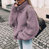 Emily | Women's Chunky Knit Oversized Turtleneck Sweater Relaxed Fit
