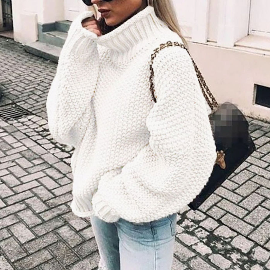 Emily | Women's Chunky Knit Oversized Turtleneck Sweater Relaxed Fit