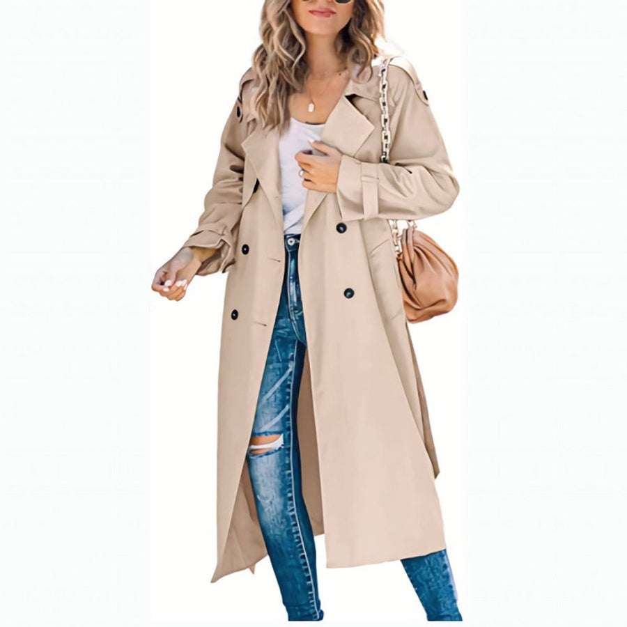 Lily | Women's Coat Long Double-Breasted Belted Trench Coat