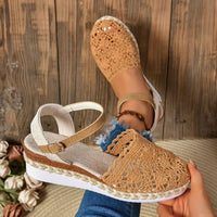 Victoria | Women's Crochet Ankle-Strap Comfortable Sandals Espadrille Platform