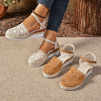 Victoria | Women's Crochet Ankle-Strap Comfortable Sandals Espadrille Platform