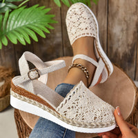 Victoria | Women's Crochet Ankle-Strap Comfortable Sandals Espadrille Platform