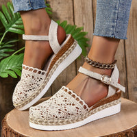 Victoria | Women's Crochet Ankle-Strap Comfortable Sandals Espadrille Platform