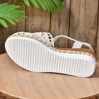 Victoria | Women's Crochet Ankle-Strap Comfortable Sandals Espadrille Platform