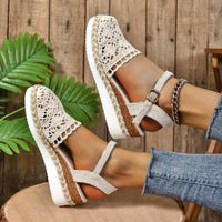Victoria | Women's Crochet Ankle-Strap Comfortable Sandals Espadrille Platform