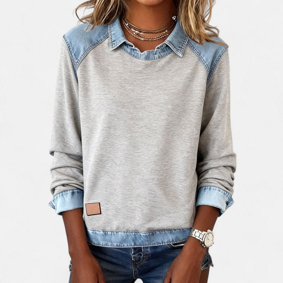 Orlane | Women's Raglan Sweater with Contrast Collar and Shoulder Panels