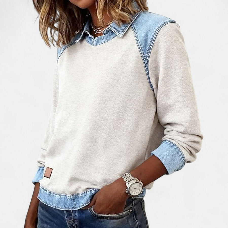 Orlane | Women's Raglan Sweater with Contrast Collar and Shoulder Panels