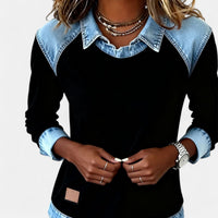Orlane | Women's Raglan Sweater with Contrast Collar and Shoulder Panels