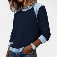 Orlane | Women's Raglan Sweater with Contrast Collar and Shoulder Panels