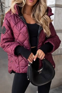 Sienna | Women's Diamond Quilted Zip-Up Hooded Puffer Jacket
