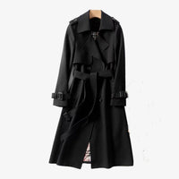 Lily | Women's Double-Breasted Belted Long Trench Coat Checked Lining