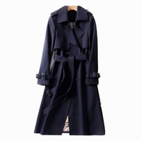 Lily | Women's Double-Breasted Belted Long Trench Coat Checked Lining