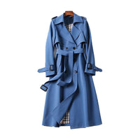 Lily | Women's Double-Breasted Belted Long Trench Coat Checked Lining