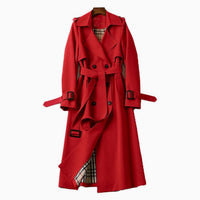 Lily | Women's Double-Breasted Belted Long Trench Coat Checked Lining