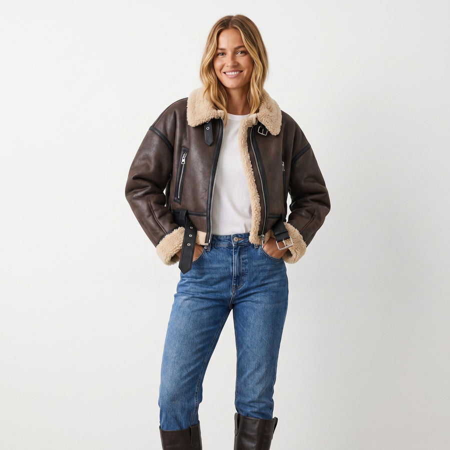 Mia | Women's Double-Sided Shearling Bomber Jacket