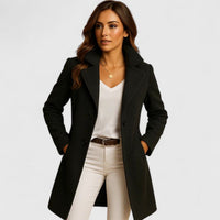 Dagmara | Women's Slim Knee-Length Coat with Slant Pockets