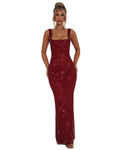 Women's Embellished Square Neckline Maxi Dress