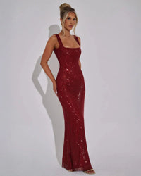 Women's Embellished Square Neckline Maxi Dress