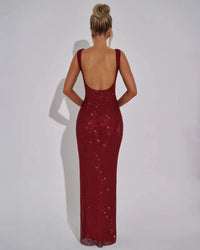 Women's Embellished Square Neckline Maxi Dress