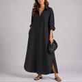 Phoebe | Women's Fall Wedding Guest Dresses Oversized Linen Shirt Maxi Dress