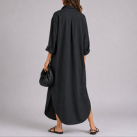 Phoebe | Women's Fall Wedding Guest Dresses Oversized Linen Shirt Maxi Dress