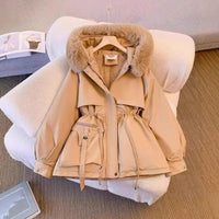 Emily | Women's Faux Fur Hooded Fleece-Lined Winter Coat Drawstring Waist