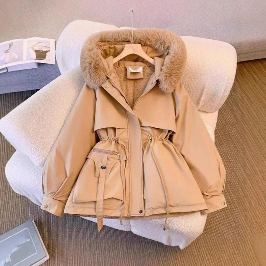 Emily | Women's Faux Fur Hooded Fleece-Lined Winter Coat Drawstring Waist