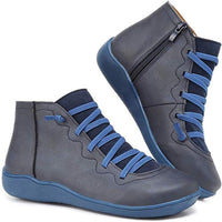 Sienna | Women's Flat Lace-Up Side-Zip Faux Leather Ankle Boots