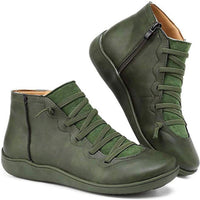 Sienna | Women's Flat Lace-Up Side-Zip Faux Leather Ankle Boots