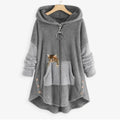 Olivia | Women's Fleece Hooded Zip-Up Sweater Plush Cat Pocket Jumper